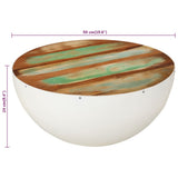 Bowl-shaped Coffee Table White 50x24 cm Solid Wood Reclaimed 352020