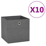 Storage Boxes 10 pcs Non-woven Fabric 28x28x28 cm Grey 325193