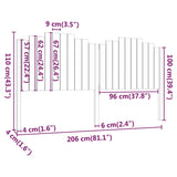 Bed Headboard Black 206x4x110 cm Solid Wood Pine 818494