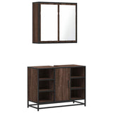 2 Piece Bathroom Furniture Set Brown Oak Engineered Wood 3300914