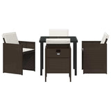 Garden Dining Set with Cushion Folding 5 pcs Brown Poly rattan 3379952