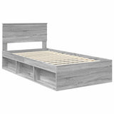 Bed Frame Grey Sonoma 100 x 200 cm Solid Pine Wood 3410641