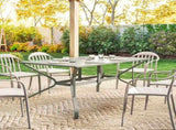 Outsunny Rectangle Garden Table with Parasol Hole, Outdoor Dining Table for 6, Patio Table for T3398P555010