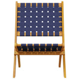 Folding Garden Chairs 2 pcs with Table Dark Blue Solid Wood 3214221