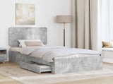 Bed Frame with Drawer Concrete Grey 90 x 200 cm Engineered Wood 3412831