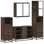 4 Piece Bathroom Furniture Set Brown Oak Engineered Wood 3301274