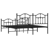 Metal Bed Frame without Mattress with Footboard Black 160x200cm 353460