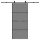 Sliding Door with Hardware Set 90x205 cm Tempered Glass and Aluminium 3333023