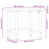 Workbench Light Brown 100x60x81.5 cm Solid Wood Oak 3309671