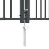 Fence Gate with Spear Top with Lock Grey 404 x 175 cm Steel 42009051