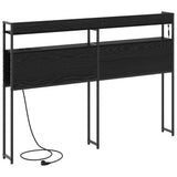Headboard with Shelf Black oak 120 cm Engineered wood 859685