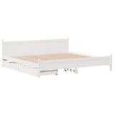 Bed Frame without Mattress White 200x200 cm Solid Wood Pine 3309759