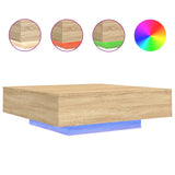 Coffee Table with LED Lights Sonoma Oak 100x100x31 cm 836604