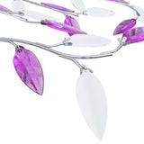 Ceiling Lamp with Acrylic Crystal Leaf Arms for 5 E14 Bulbs Purple 289240