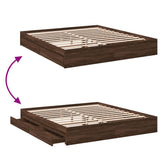 Bed Frame with Drawers without Mattress Brown Oak 200x200 cm 3280635