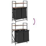 Laundry Basket 2 Compartments with Shelves Smoked Oak 859087