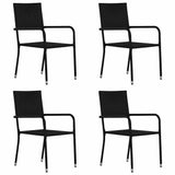 Garden Dining Chair Set of 4 Black PE rattan, steel Medium 318700