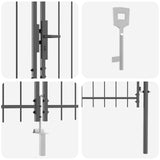 Garden Gate with Lock Woerden Grey 175 x 500 cm Steel 42008920
