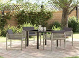 Garden Dining Set 5 pcs Light Grey Poly Rattan 3380761
