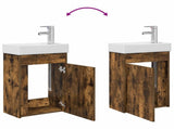 Bathroom Vanity Unit with Tap Smoked Oak 40.5 x 22.5 x 62 cm 889525