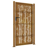 Garden Gate 100x200 cm Corten Steel Bamboo Design 153243