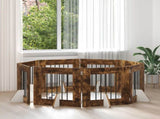 Dog Gate with Stands 8 pcs Smoked Oak 60 x 60 cm 892165