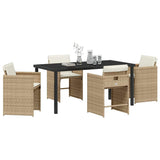 Garden Dining Set 5 pcs Beige Poly Rattan 3380703