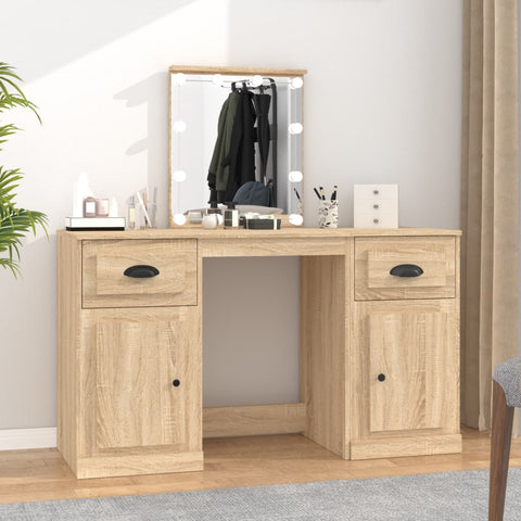Dressing Table with LED Sonoma Oak 130x50x132.5 cm 3185346