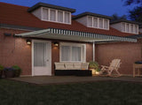 Retractable Awning Green and white 450 x 350 cm Fabric 3331190