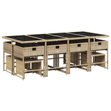 13 Piece Garden Dining Set with Cushions Beige Poly Rattan 3211342