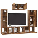 TV Cabinet Set Wall-mounted 7 pcs Old Wood Engineered Wood 3393135
