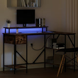 Desk with Drawer Smoked Oak 120 x 79 x 86.5 cm Engineered Wood 859402