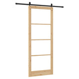 Sliding Door Natural 83 x 232 cm Solid Pine Wood and Glass 3332337