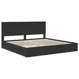Storage Bed with Headboard Black 200 x 200 cm Engineered Wood 3411174