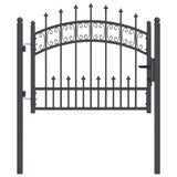 Fence Gate with Spear Top with Lock Grey 103 x 75 cm Steel 42009037