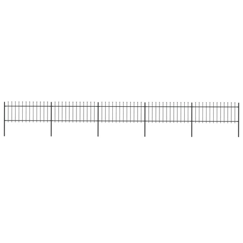 ZNTS Garden Fence with Spear Top Steel 8.5x0.8 m Black 277606