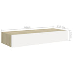 ZNTS Wall-mounted Drawer Shelf Oak and White 60x23.5x10cm MDF 330263