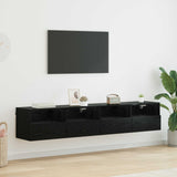 TV Wall Cabinets Wall-mounted 2 pcs Black Oak 80 x 30 x 30 cm 882933