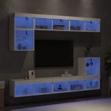 8 Piece TV Wall Units with LED White Engineered Wood 3216668
