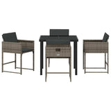 Garden Dining Set 5 pcs Grey Poly Rattan 3380721