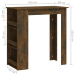 ZNTS Bar Table with Storage Rack Smoked Oak 102x50x103.5cm Engineered Wood 812966