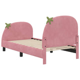 Children's Bed Frame with Headboard Pink 80 x 160 cm Velvet 42011070