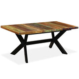 ZNTS Dining Table Solid Reclaimed Wood and Steel Cross 180 cm 244804