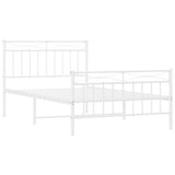 Metal Bed Frame without Mattress with Footboard White 100x200cm 373753