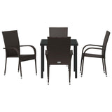 Garden Dining Set 5 pcs Brown Powder-Coated Steel 3379395