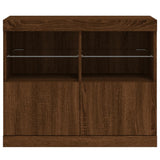 Sideboard with LED Lights Brown Oak 81x37x67 cm 836664
