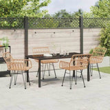 Garden Dining Set 5 pcs Brown Powder-Coated Steel 3379180