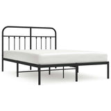 Metal Bed Frame without Mattress with Headboard Black 150x200cm 352580