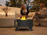 Portable Fire, 58 cm Round Firepit with Grill Grate, Fire Bowl with Ash Catcher and Poker, Fire T3398P377726