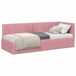 Corner Bed Frame with Headboard Pink 80 x 200 cm Velvet 42016249
